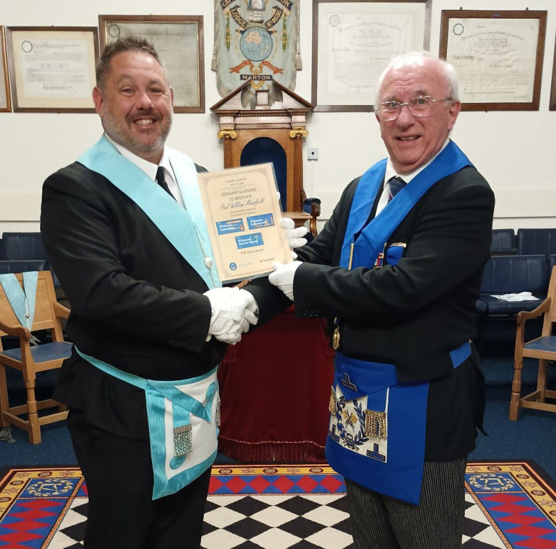Solomon Certificate Presentation Yarm Lodge No 9544